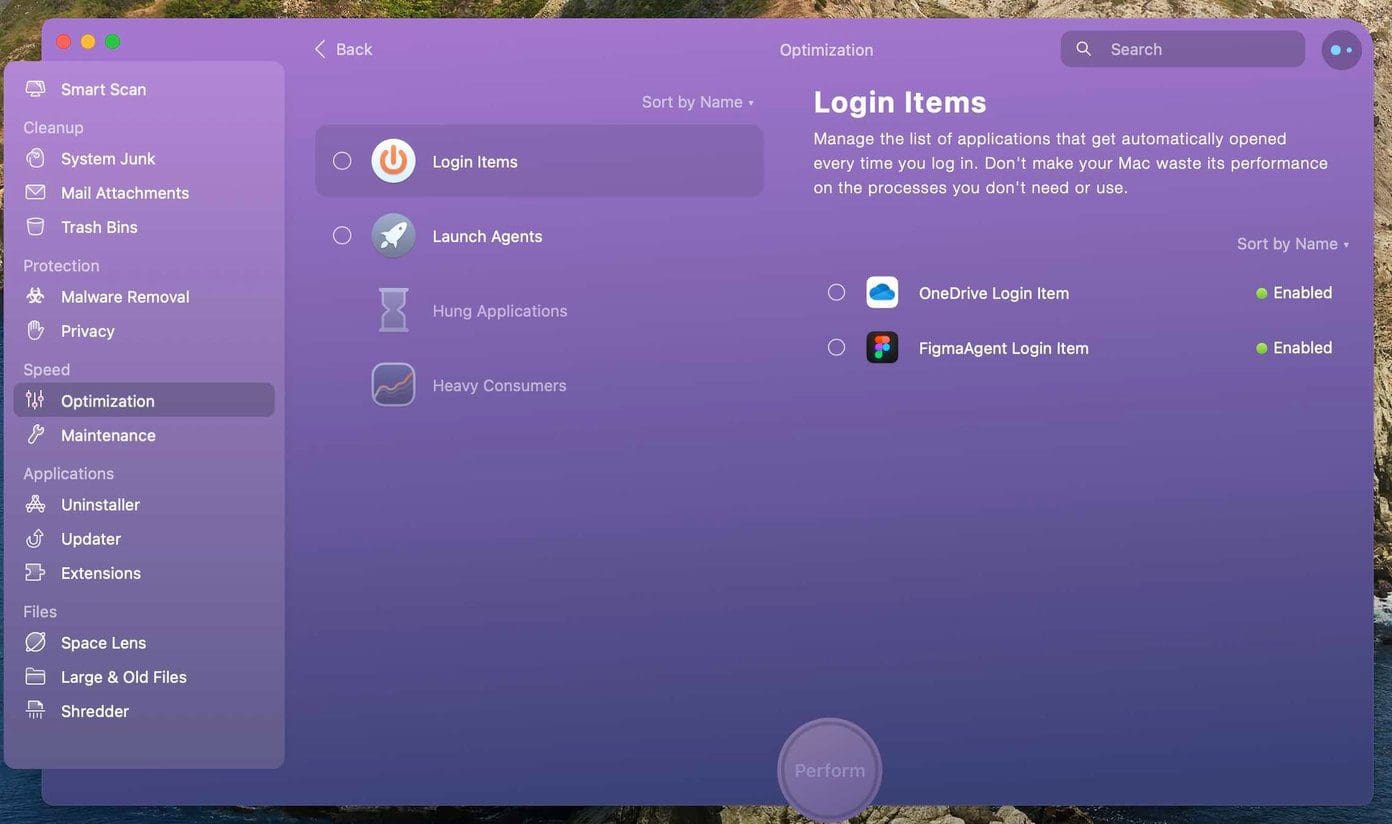 Disable login items