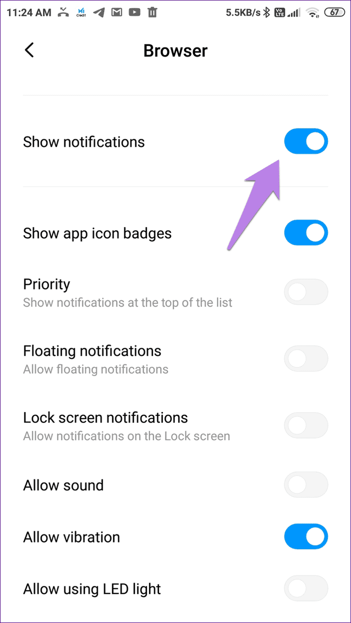 Disable mi browser swipe up 10