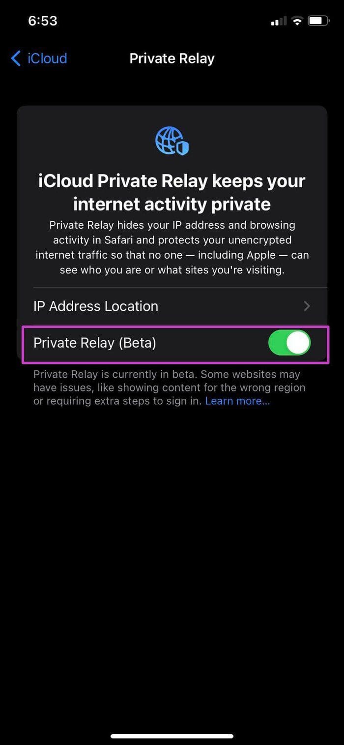 Disable private relay