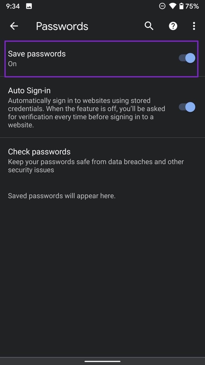 Disable save passwords
