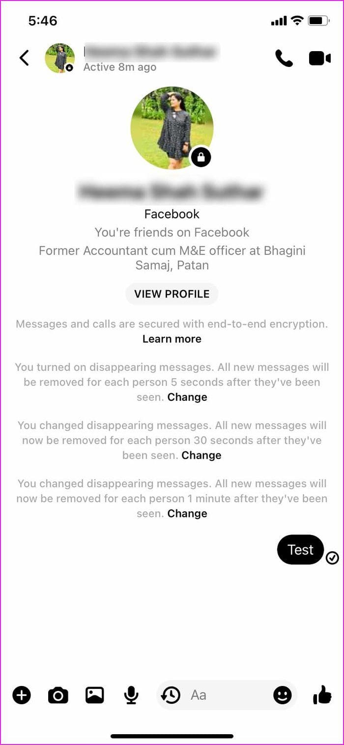 Disappearing message sent