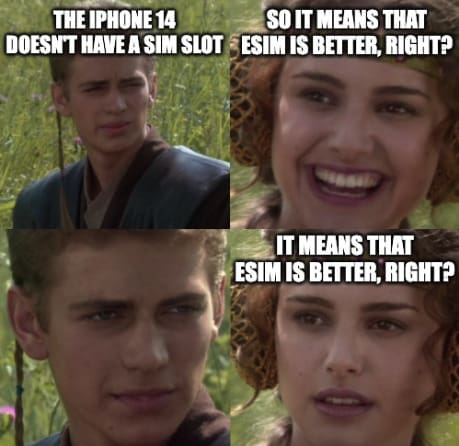 iPhone 14 eSIM meme