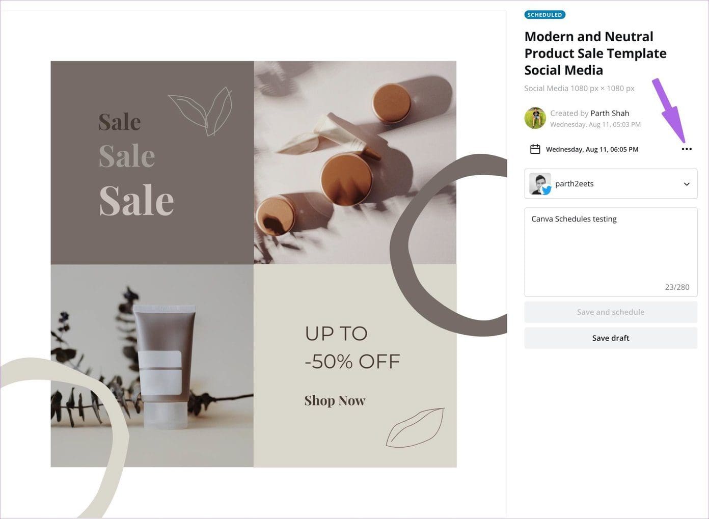 Edit scheduled posts in canva