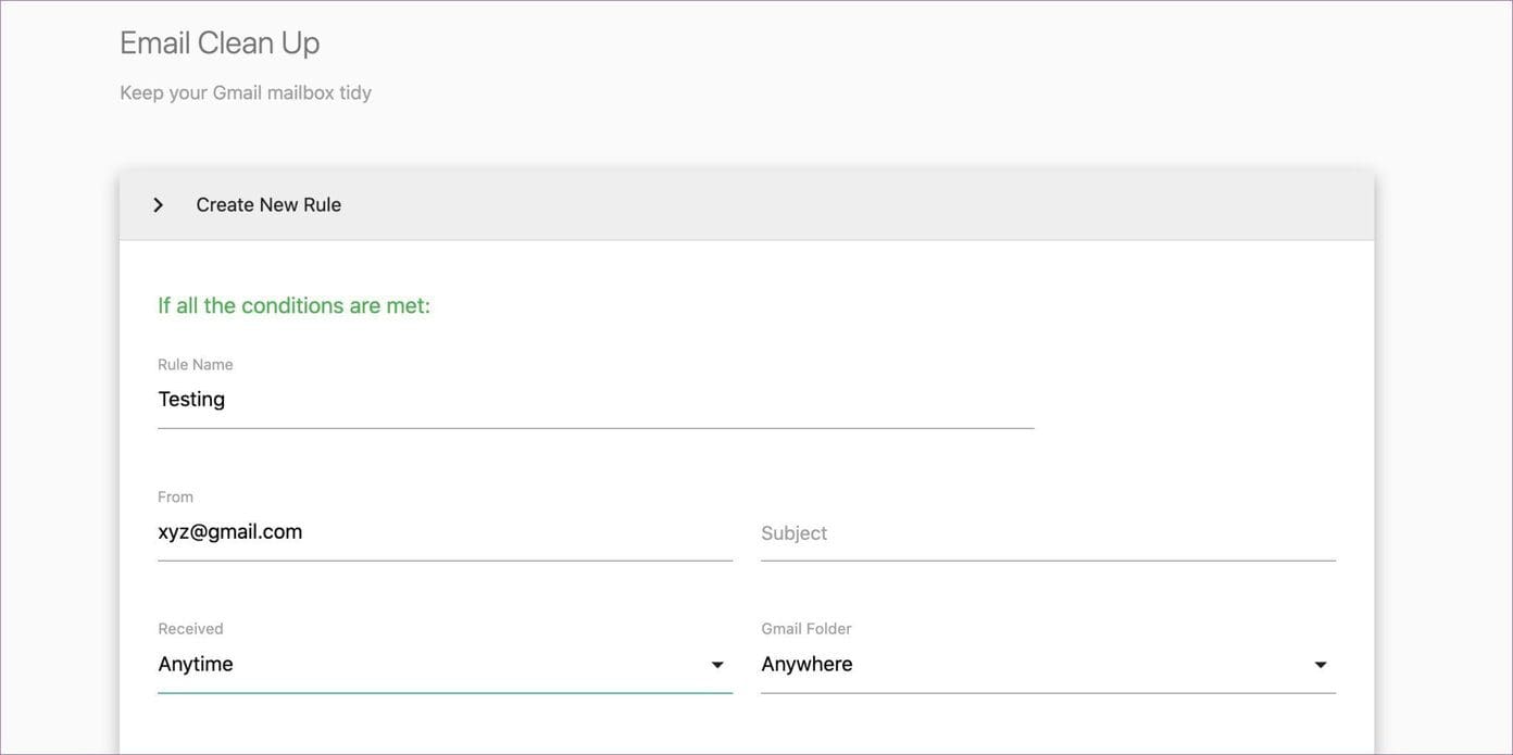 Email clean up filter