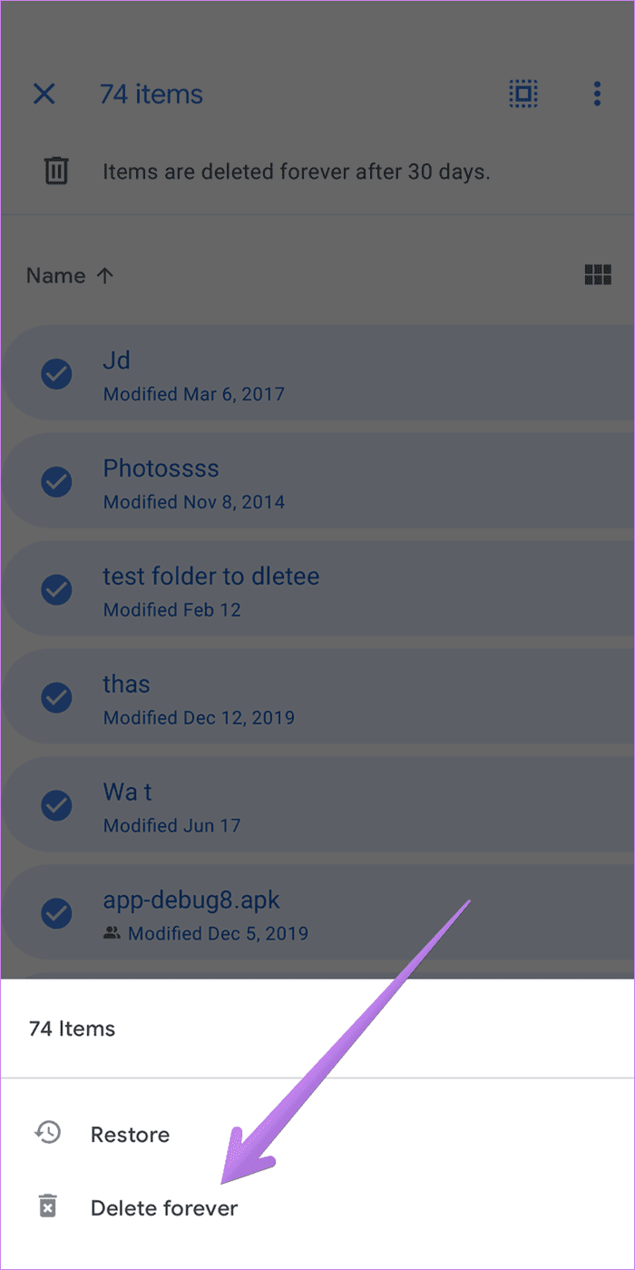 Empty google drive trash 10