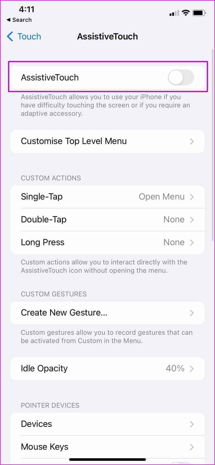 Enable assistivetouch