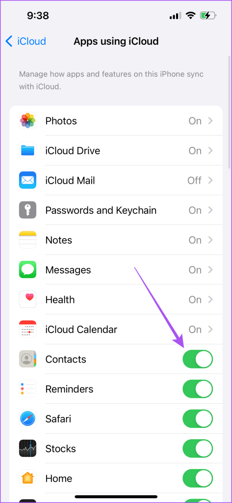 enable contact sync for icloud iphone