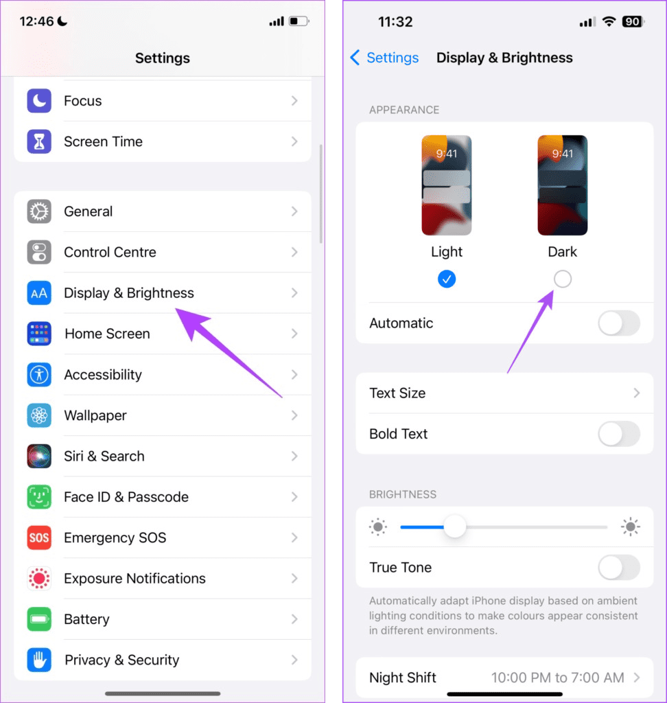 enable dark theme on iPhone