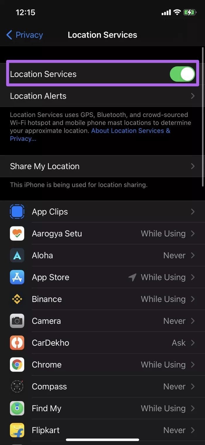 Enable location services