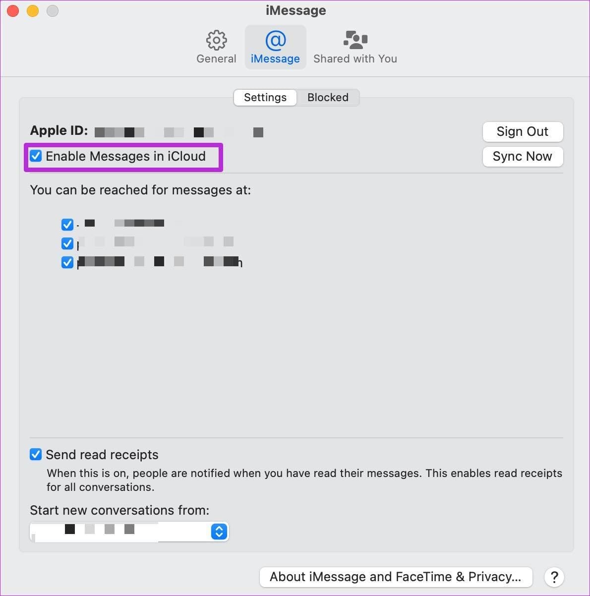 Enable messages in icloud