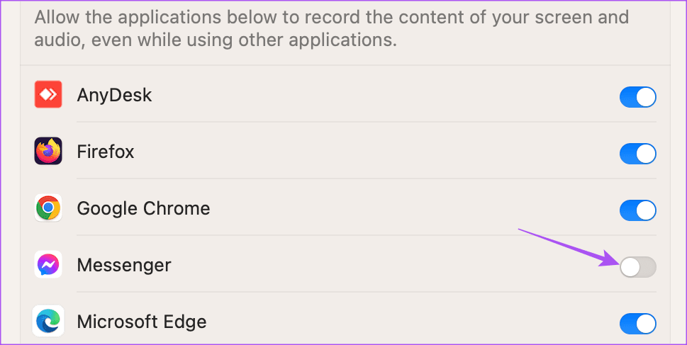 enable messenger for screen recording mac