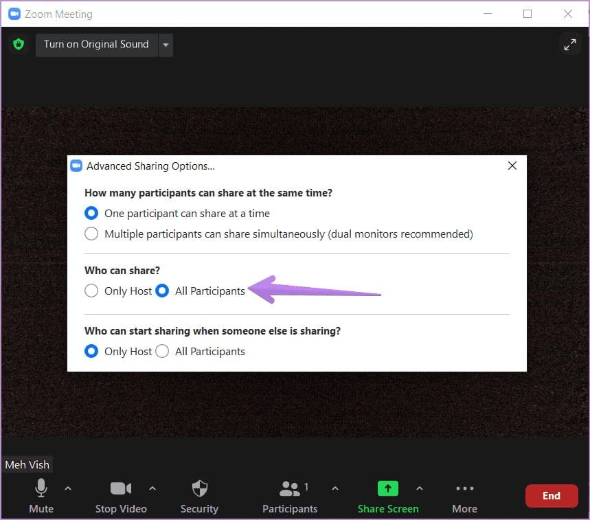 Enable screen sharing for participants on zoom as host android iphone ipad windows mac 3