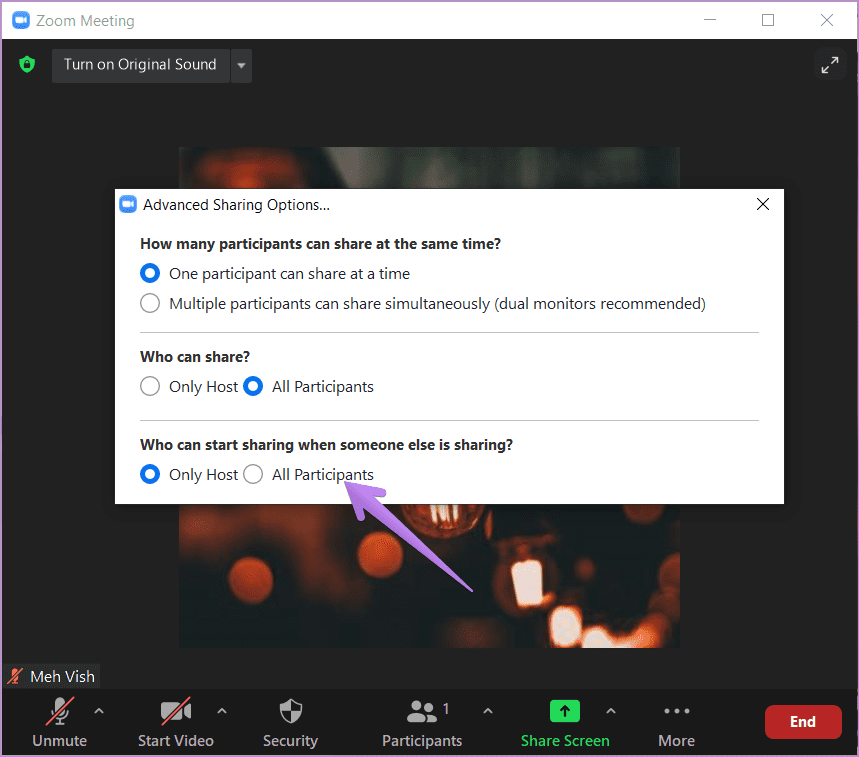 Enable screen sharing for participants on zoom as host android iphone ipad windows mac 5