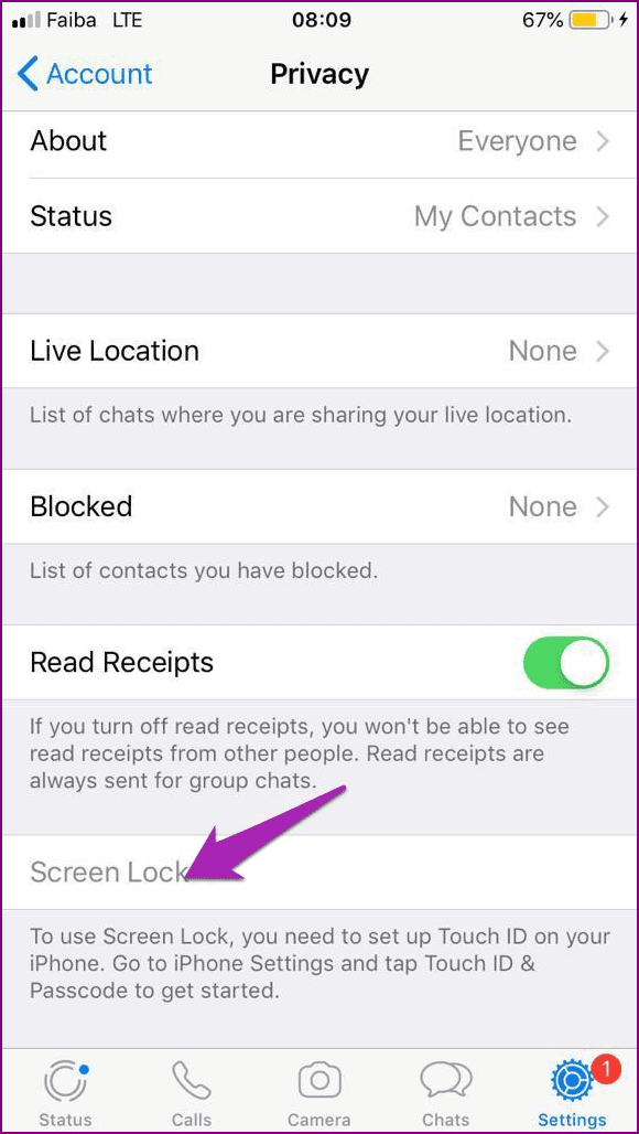 Enable Whatsapp Fingerprint Authentication Screen Lock Ios