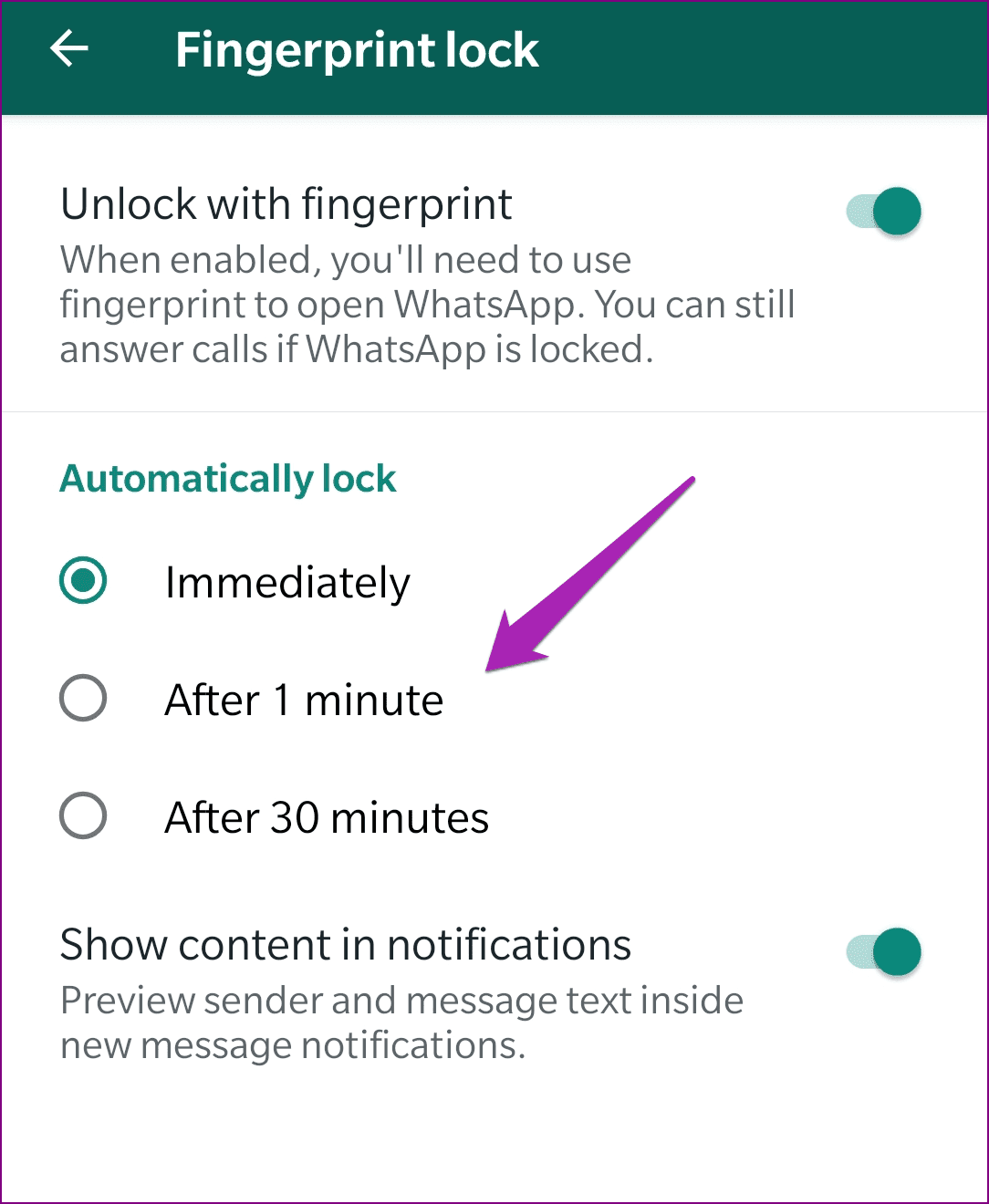 Enable Whatsapp Fingerprint Authentication Settings Fingerprint Lock Intervals