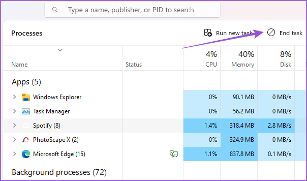 end task spotify windows