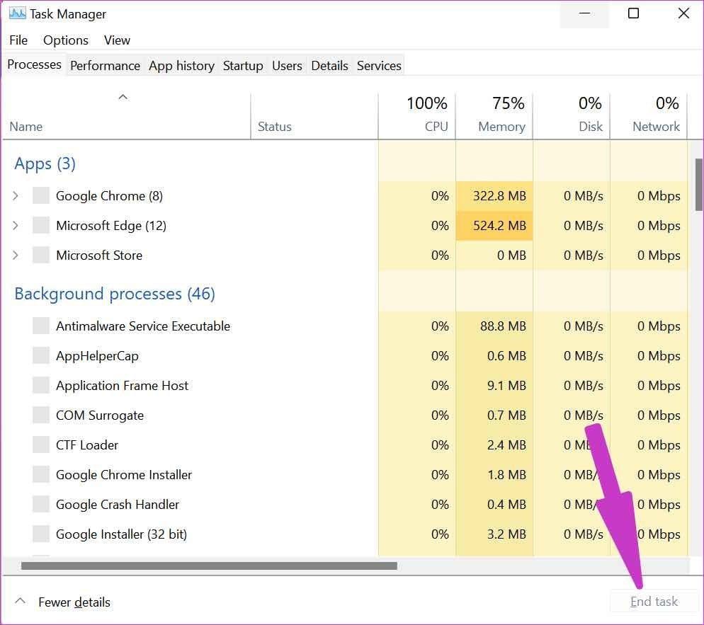 End tasks on windows 10