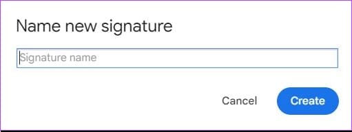 enter a name for email sign
