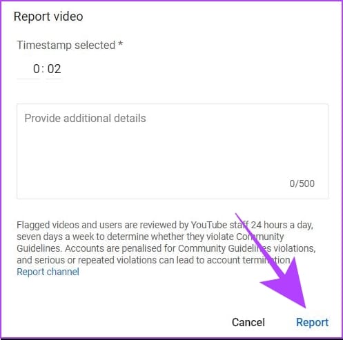 enter details of report