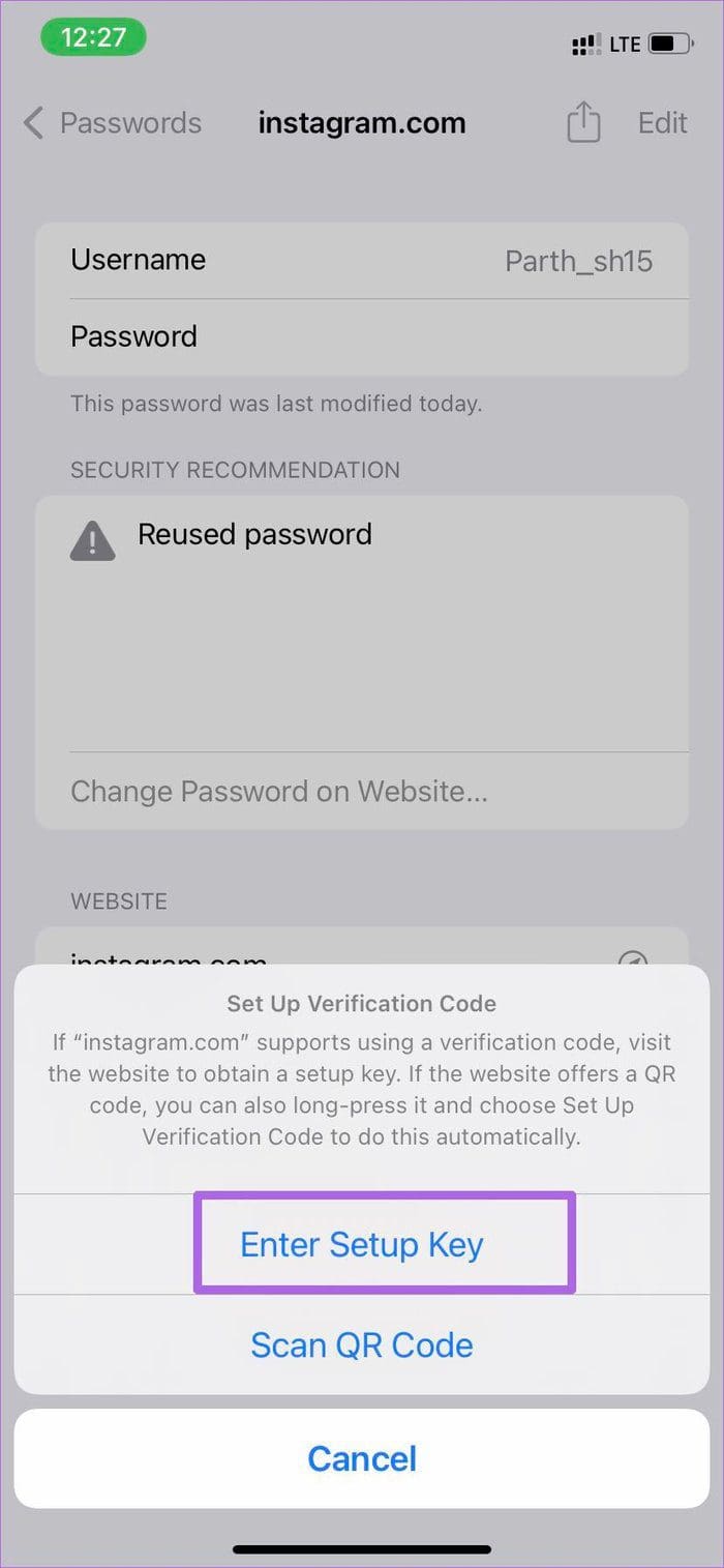 Enter setup key