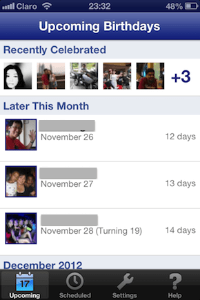 F Birthdays Contacts