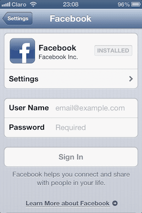 Facebook Sign In
