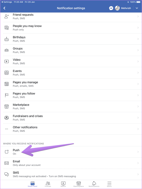 Facebook notifications iphone 8