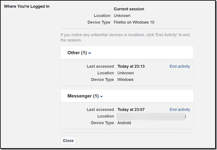 Facebook Features Where Logged In Details