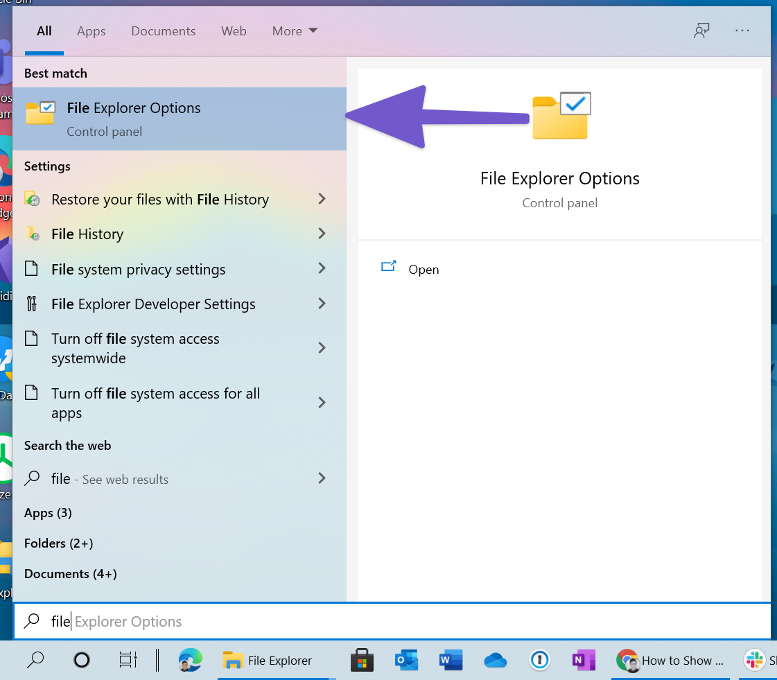 File explorer options
