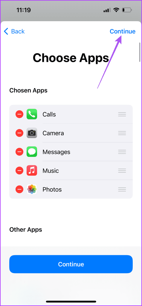 finish app selection assistive access iPhone
