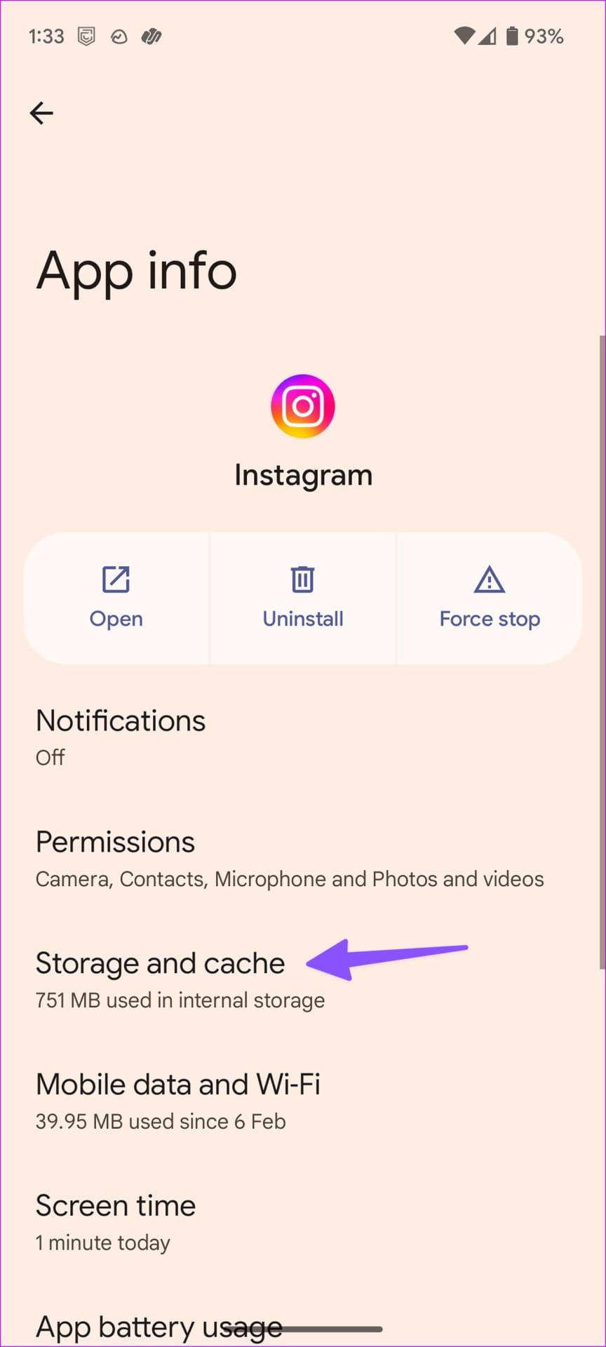 storage and cache in Instagram