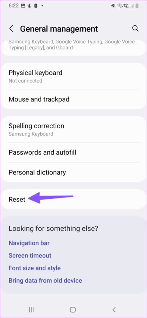 reset on Android