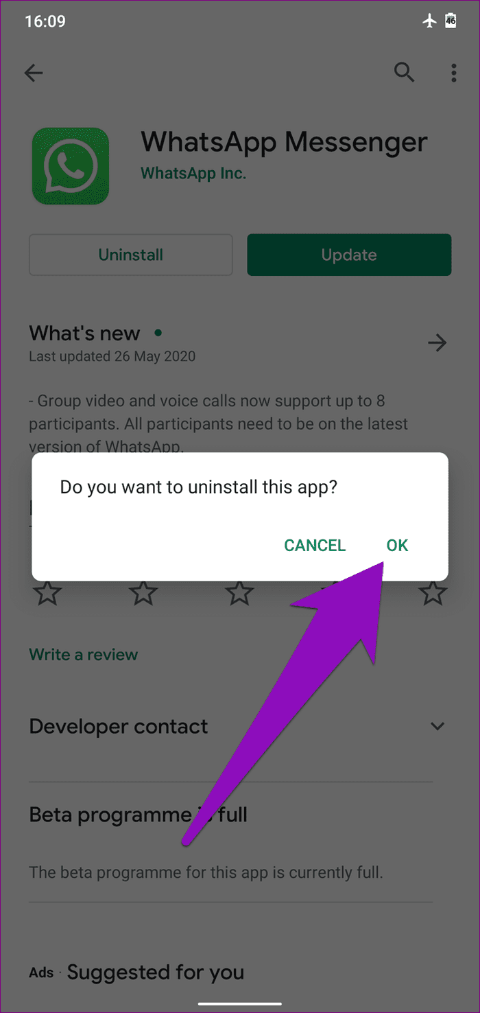 Fix unfortunately whatsapp has stopped error android 07