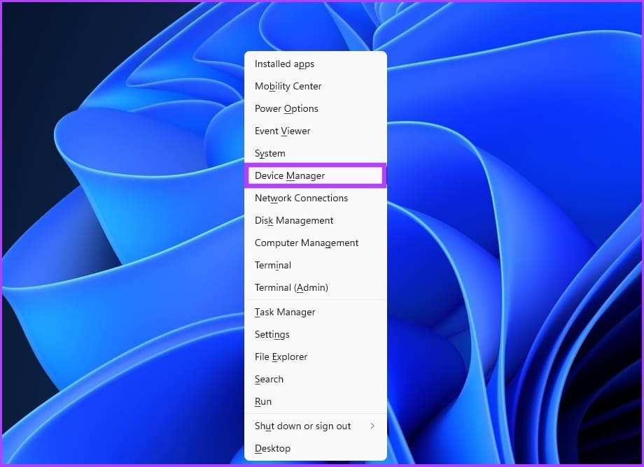choose Device Manager from the context menu