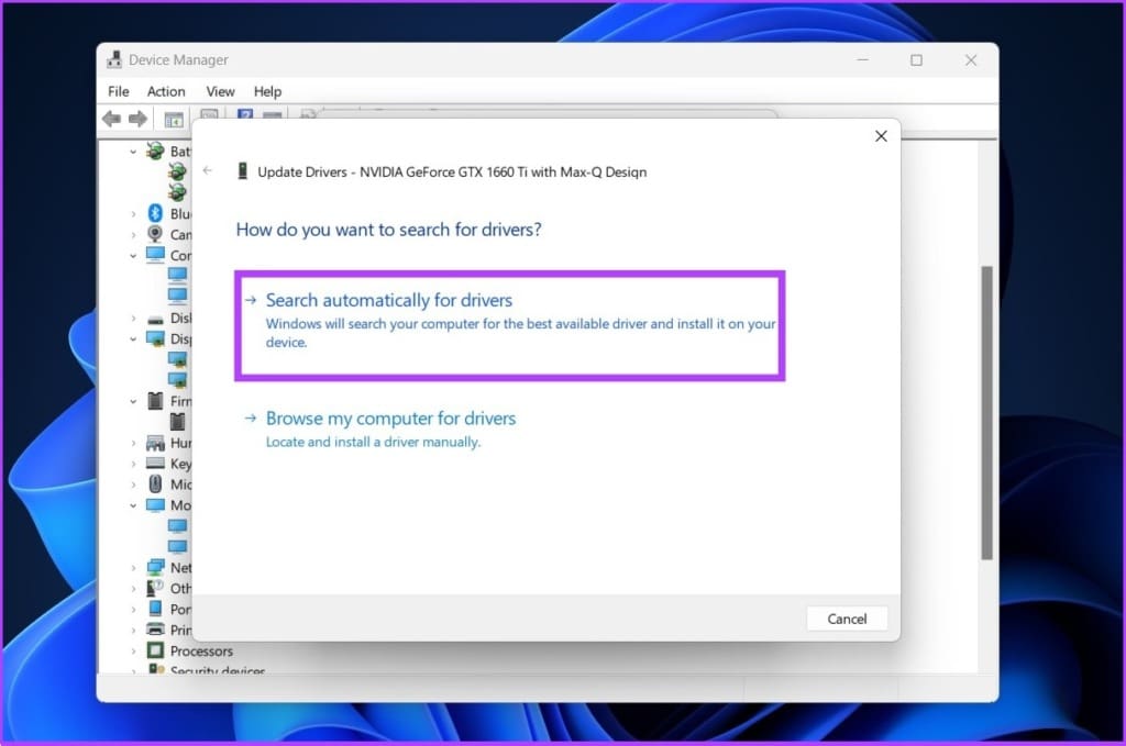 select the way you want to update the driver