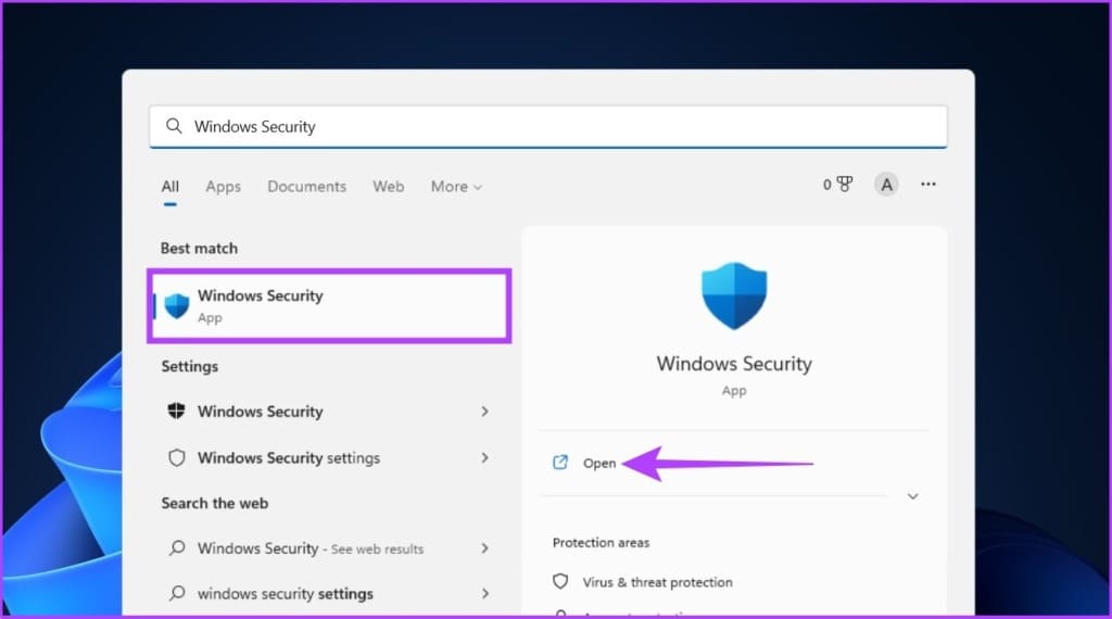 open Windows Security