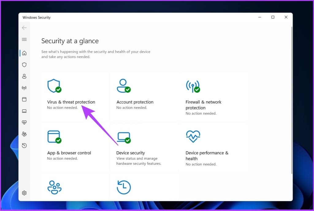 Select Virus and Threat Protection