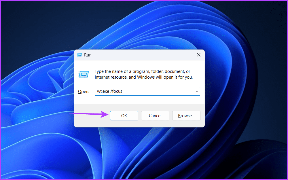 focus mode command in Run tool