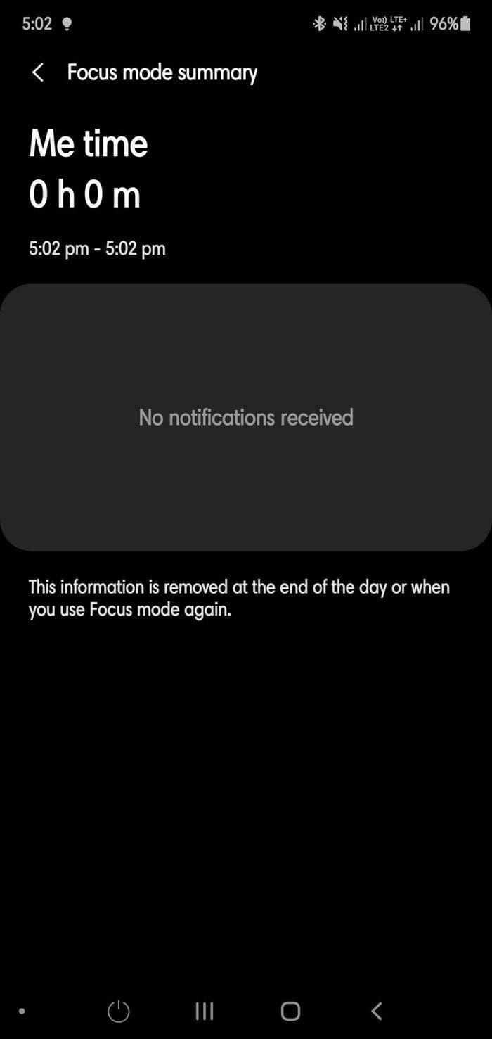 Focus mode summary