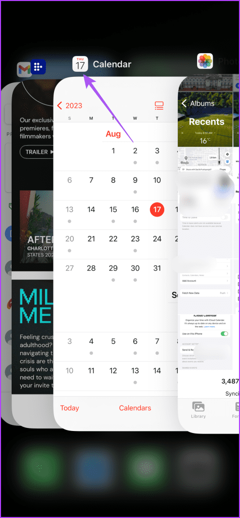 force quit calendar app iphone