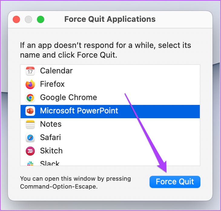 force quit powerpoint mac