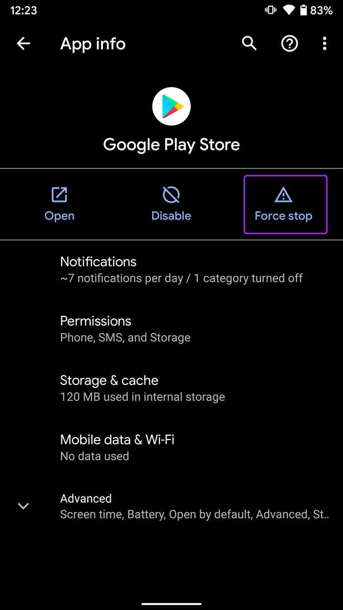 Force stop play store apps not updating on android