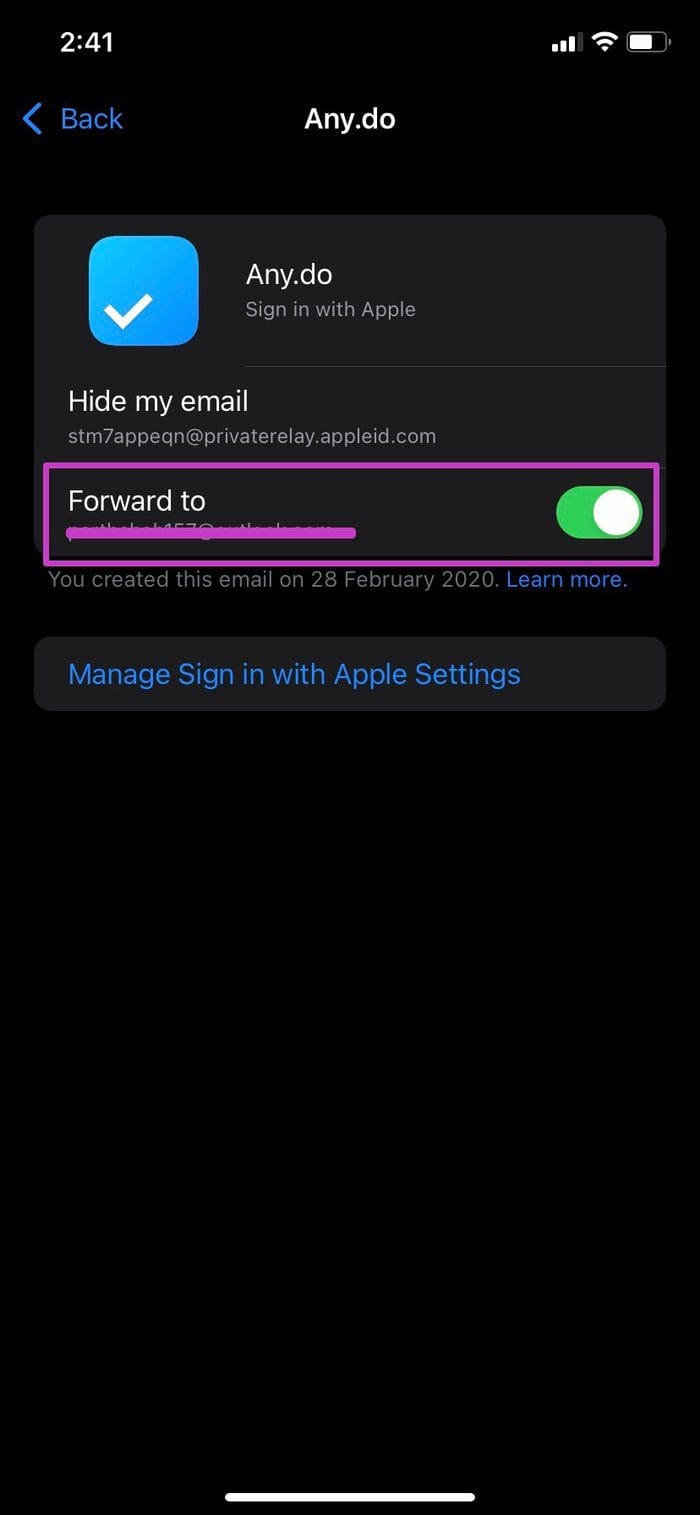 Forward email to main inbox