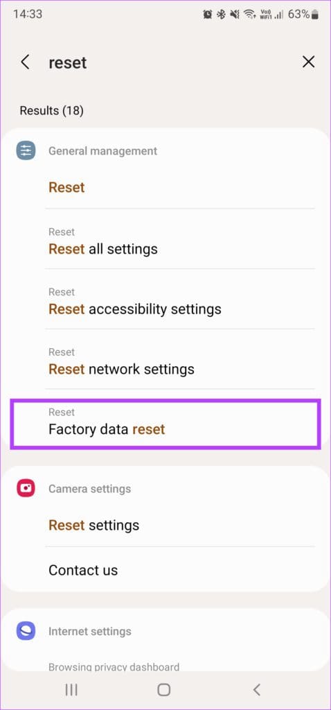 Factory reset