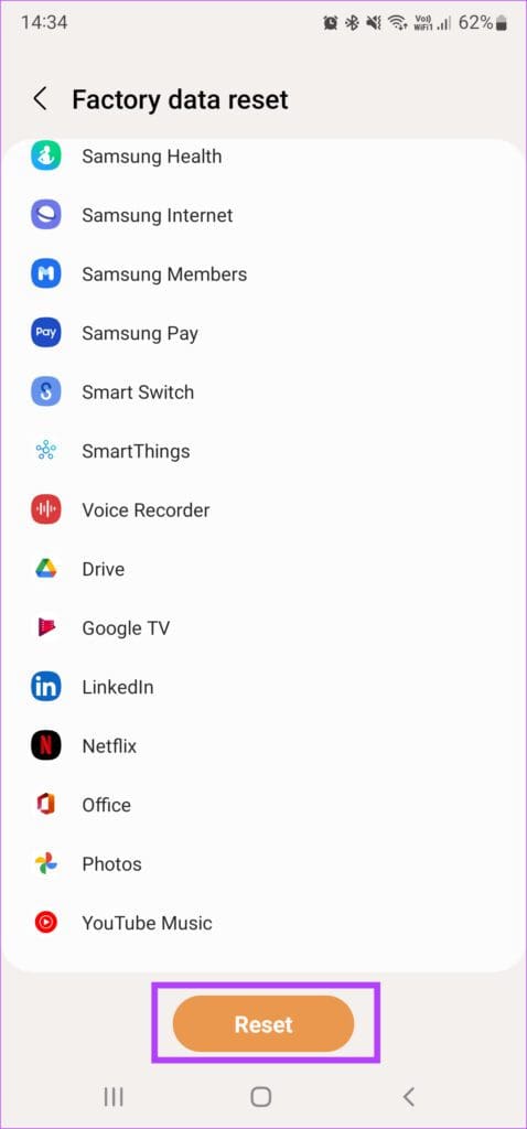 Reset phone