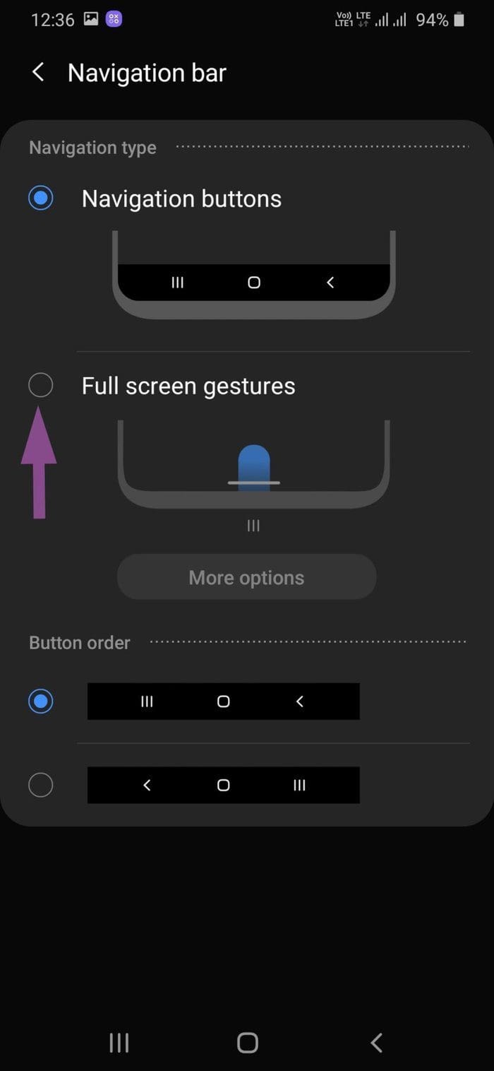 Full screen gestures