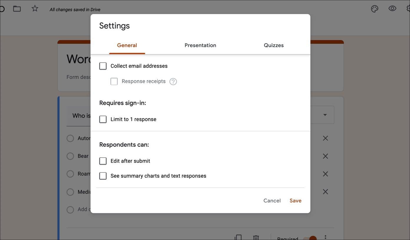 General settings