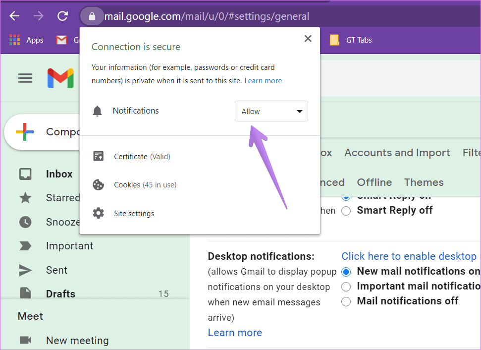 Gmail notifications not working windows 10 7