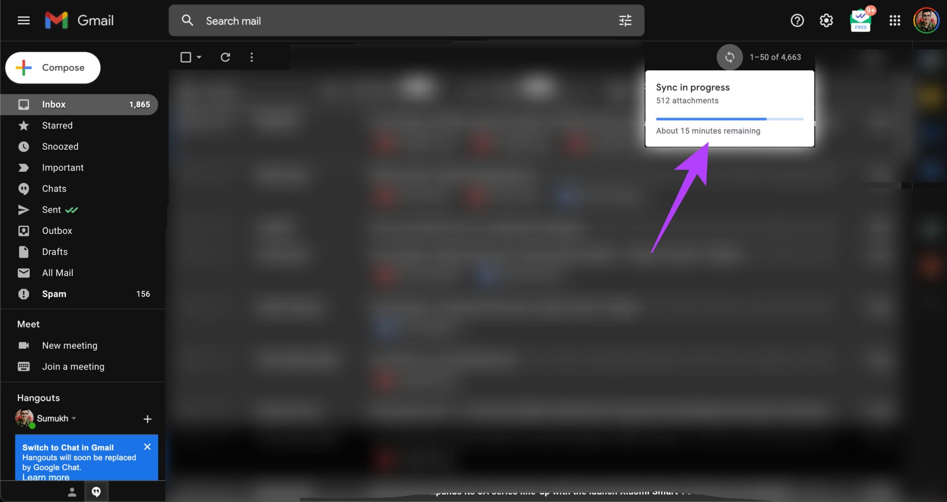 Check attachments sync status
