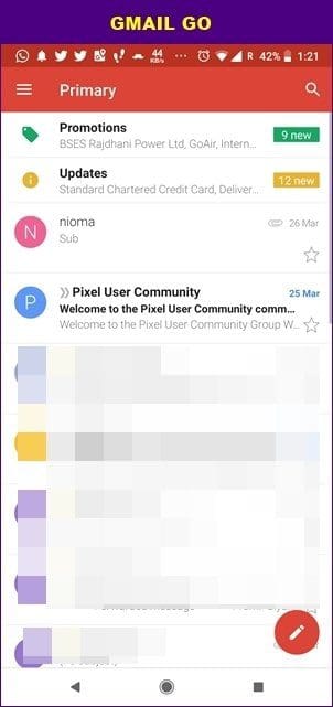 Gmail Vs Gmail Go 5